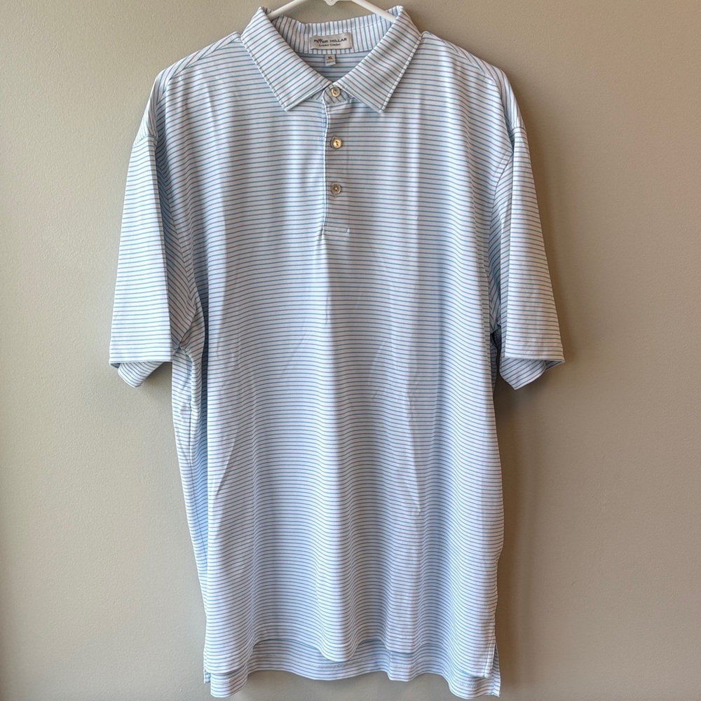 Peter Millar Light Blue Striped Polo Shirt XL